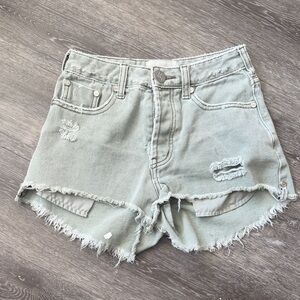One Teaspoon Light Green Distressed Bonita Jean Shorts